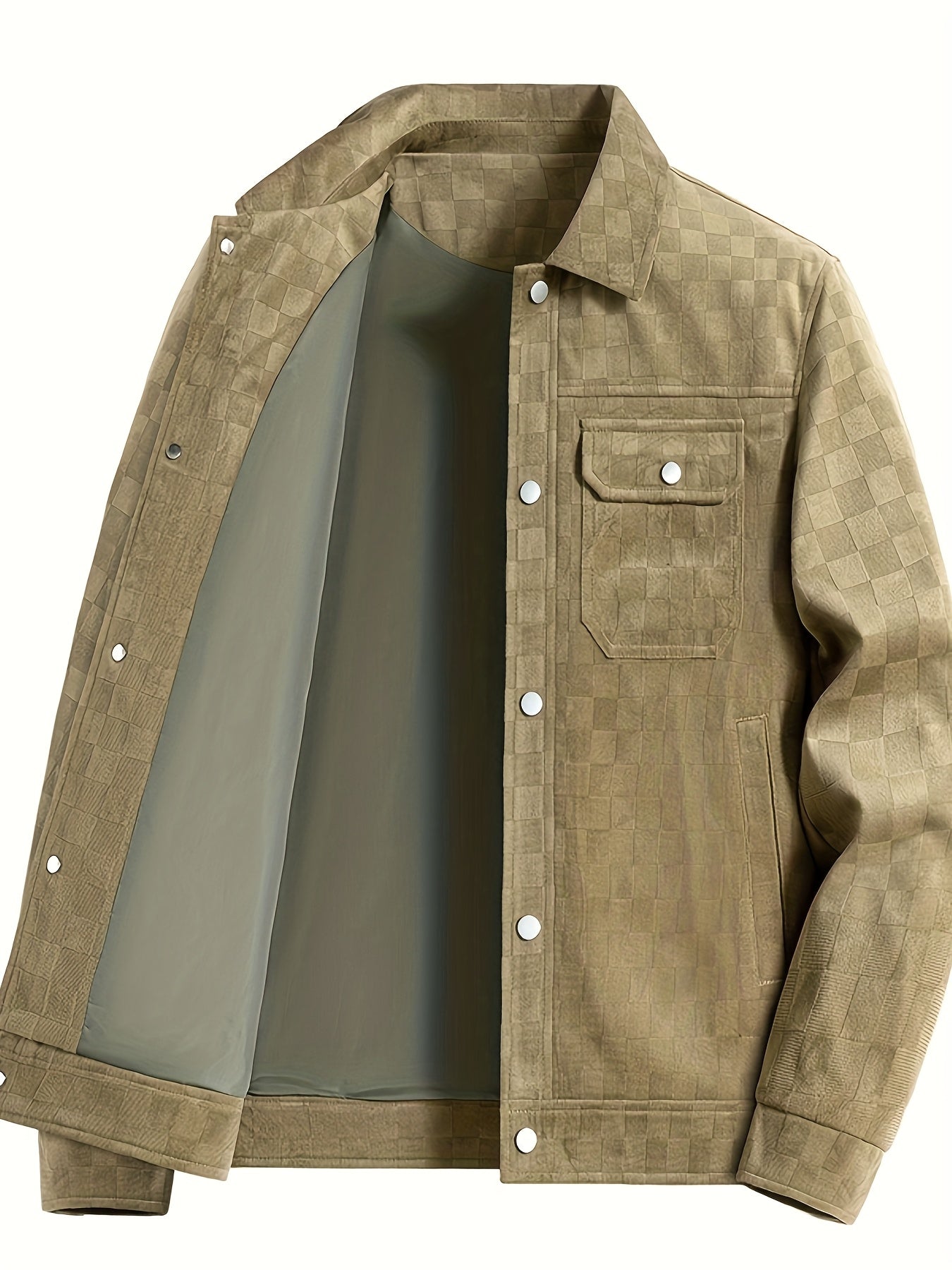 Drake | Herren Velour-Jacke Karomuster Snap-Button Herbst