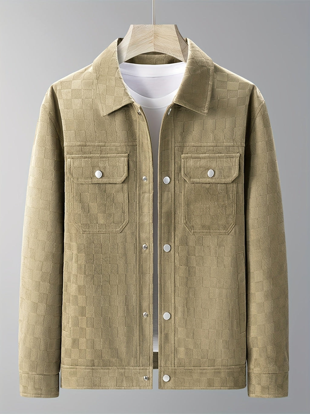 Drake | Herren Velour-Jacke Karomuster Snap-Button Herbst