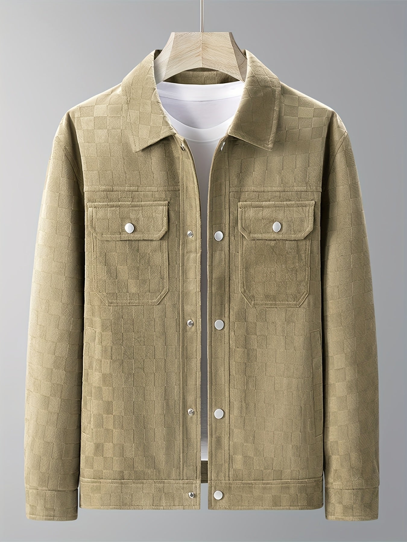 Drake | Herren Velour-Jacke Karomuster Snap-Button Herbst
