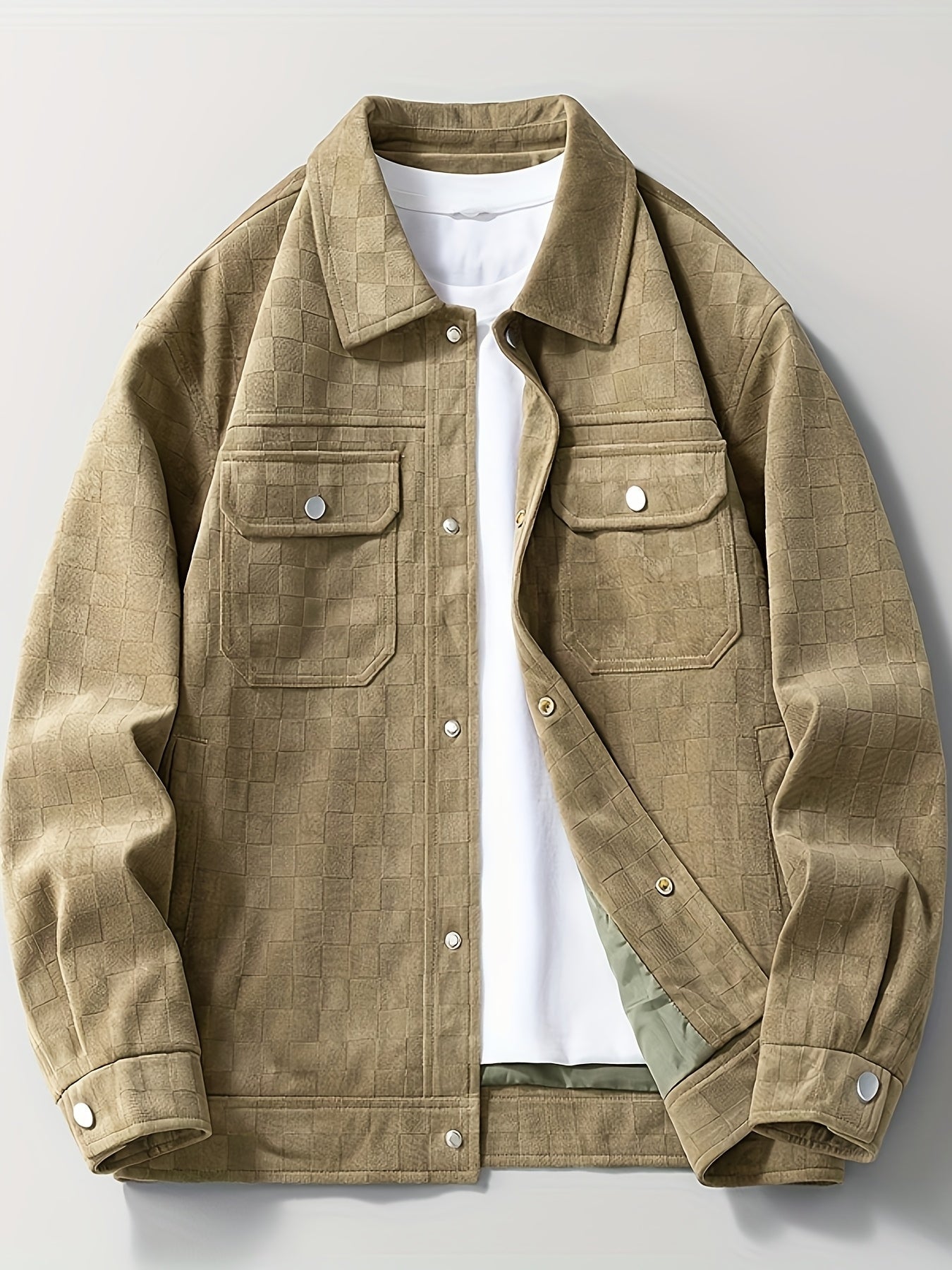 Drake | Herren Velour-Jacke Karomuster Snap-Button Herbst