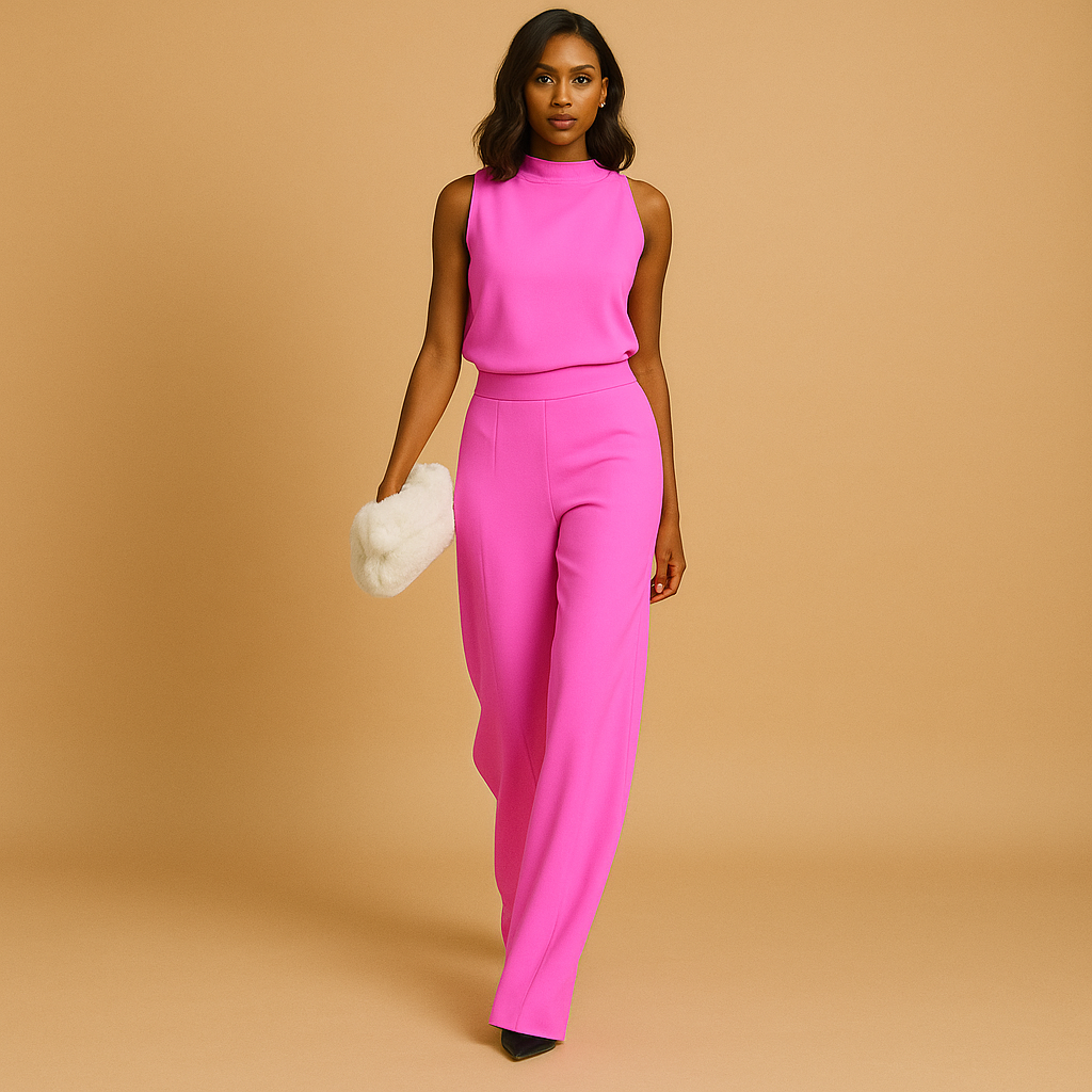 Marceline | Damen Ärmellos Stehkragen Weites Bein Jumpsuit