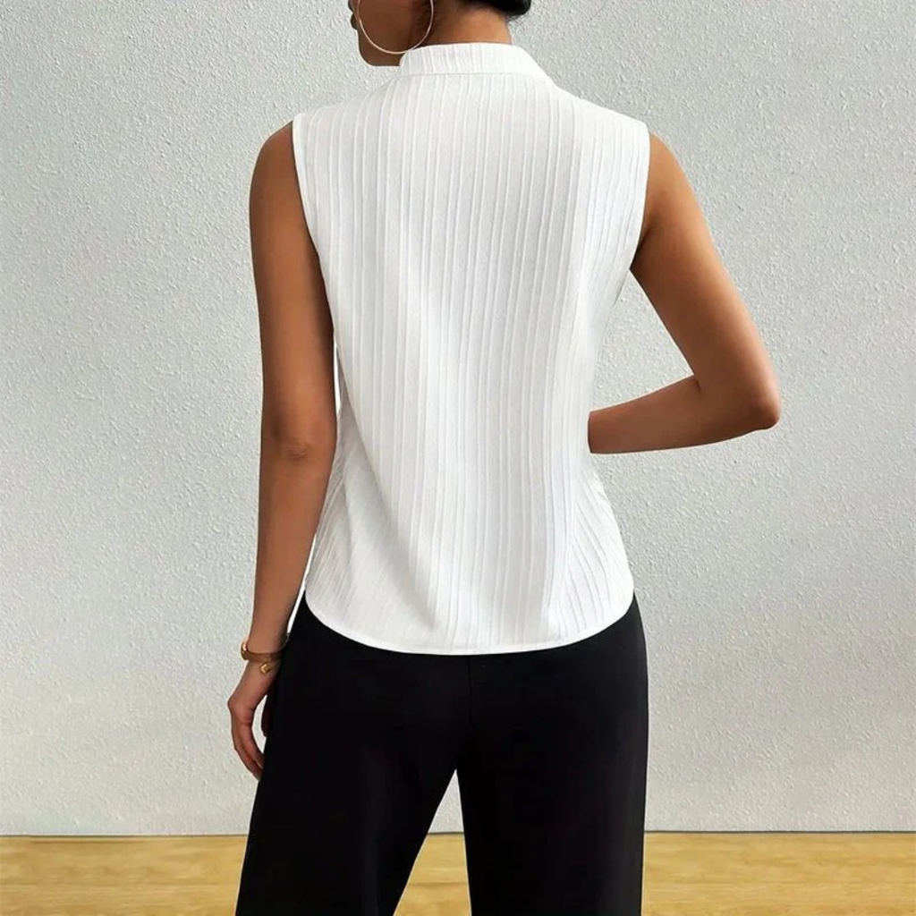 Marika | Damen Weiß Sommer bluse Mit V-Ausschnitt
