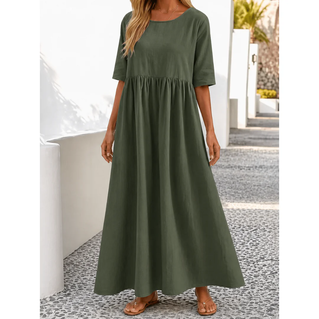 Mariselle | Damen Leinen Midikleid für Sommer