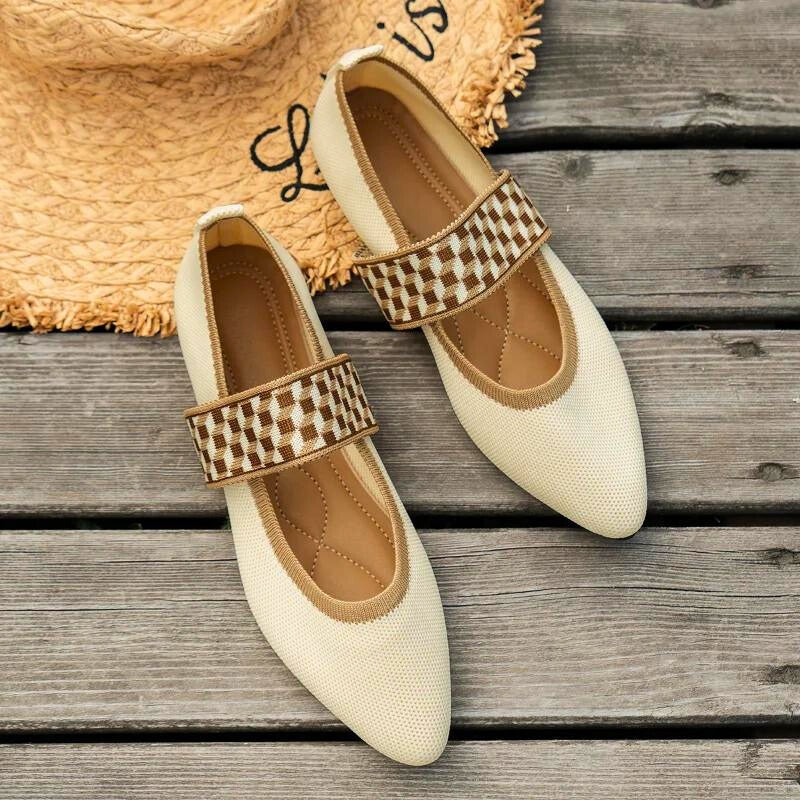 Marlena | Damen Mary Jane Karomuster Ballerinas