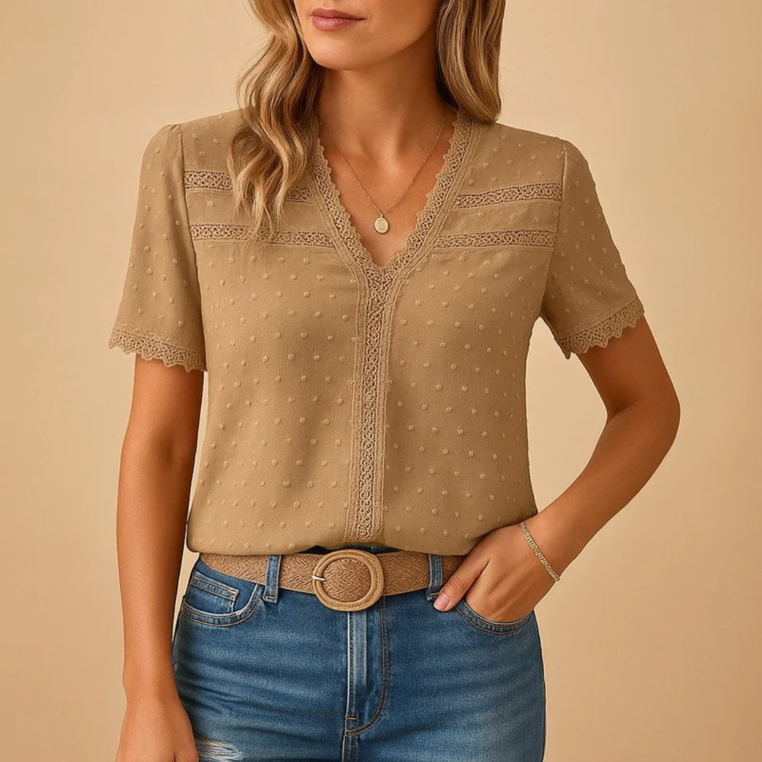Marlene | Damen Stilvolle Kurzarm bluse