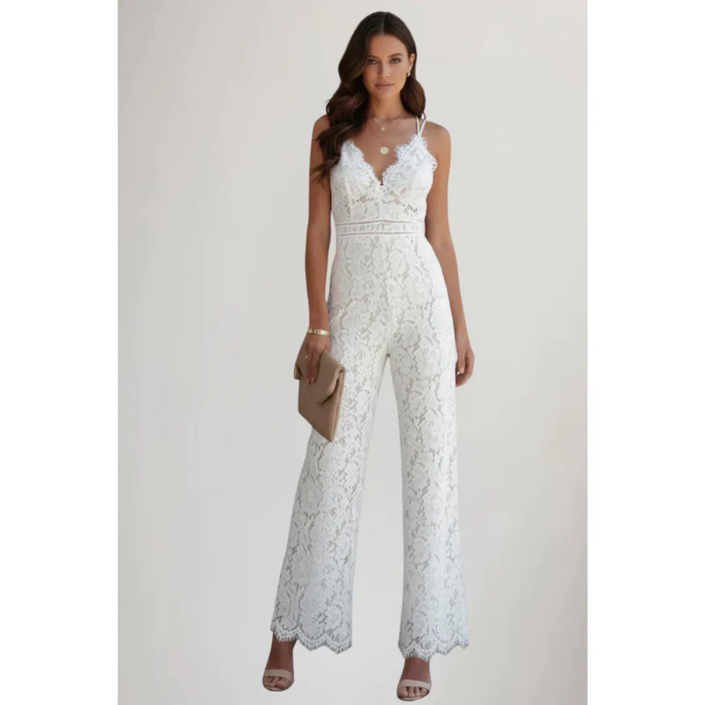 Gabri | Damen Jumpsuit V-Ausschnitt Spitze Abend – Jumpsuit Spitze Elegant 2026