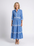 Marta | Damen Kettenmuster 3/4 Ärmel Maxi Kleid