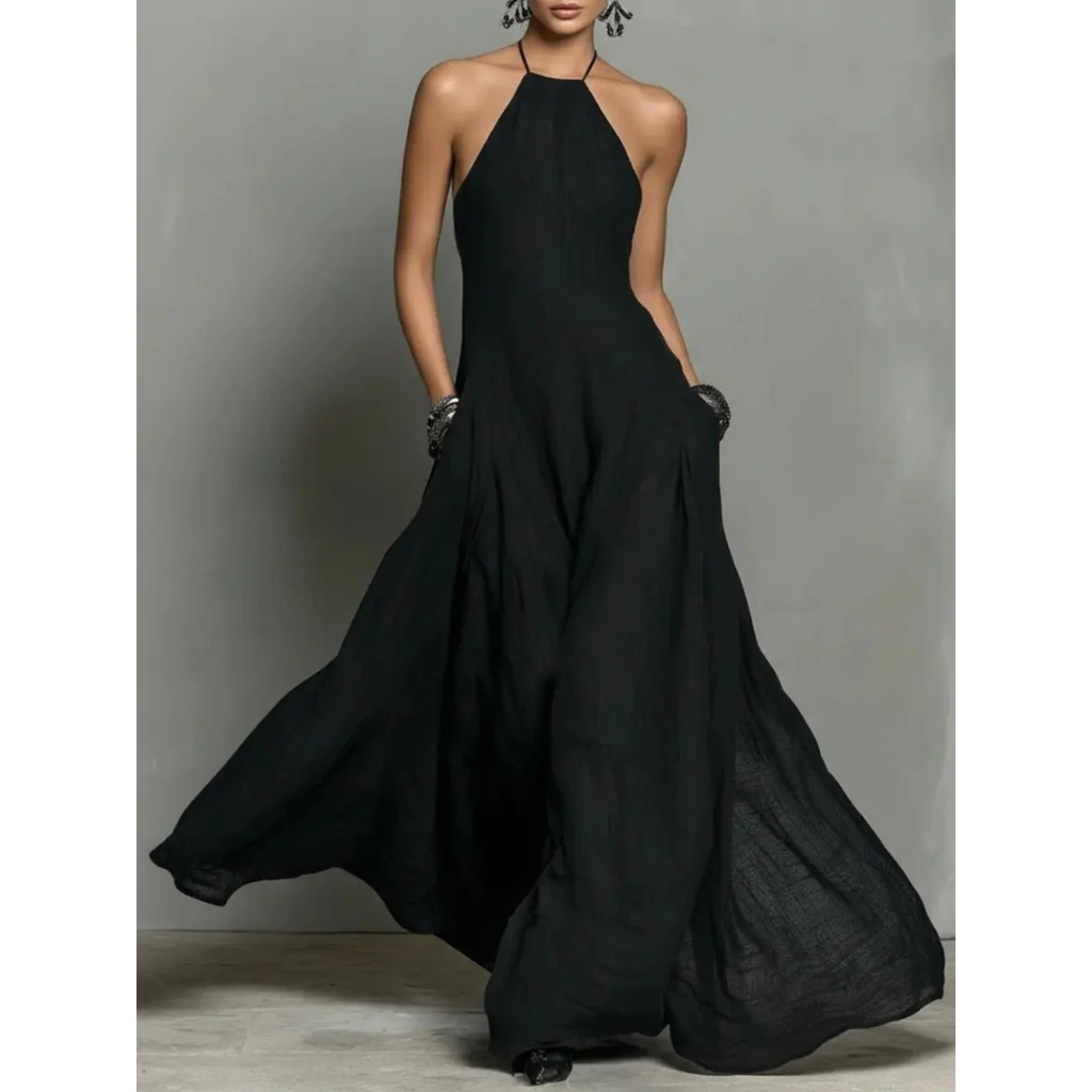Marta | Damen Neckholder Maxikleid Ärmellos