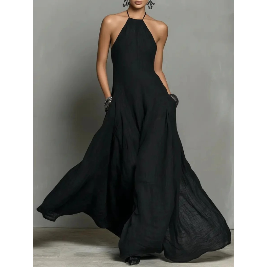 Marta | Damen Neckholder Maxikleid Ärmellos