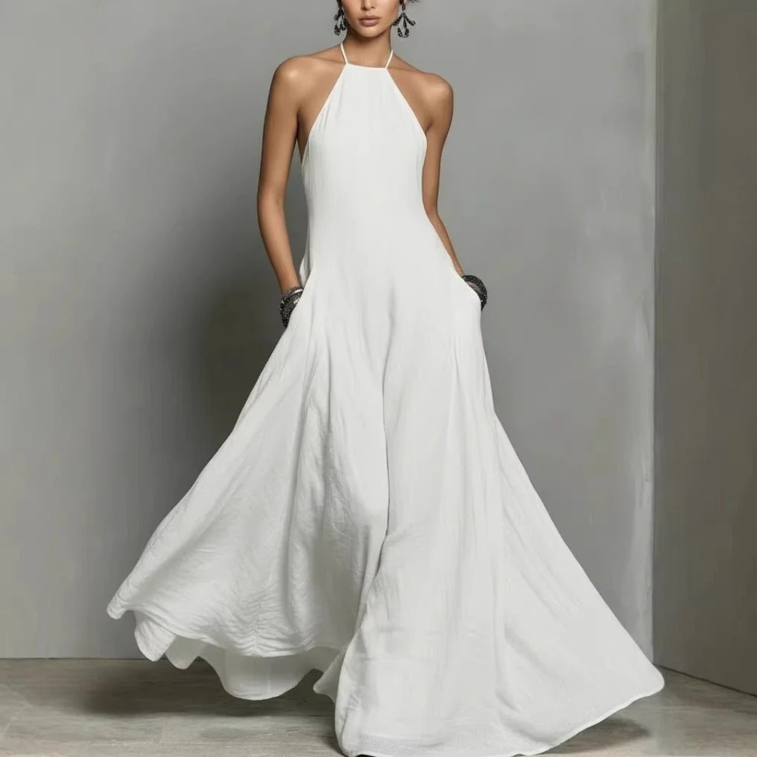 Marta | Damen Neckholder Maxikleid Ärmellos