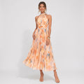 Wadenlanges Kleid in A-Linie aus Chiffon mit Blumenprint
