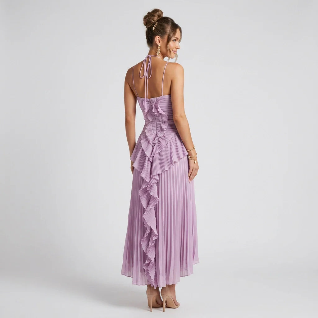 Ärmelloses Maxikleid in A-Linie mit Plissee