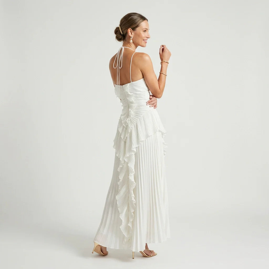 Ärmelloses Maxikleid in A-Linie mit Plissee