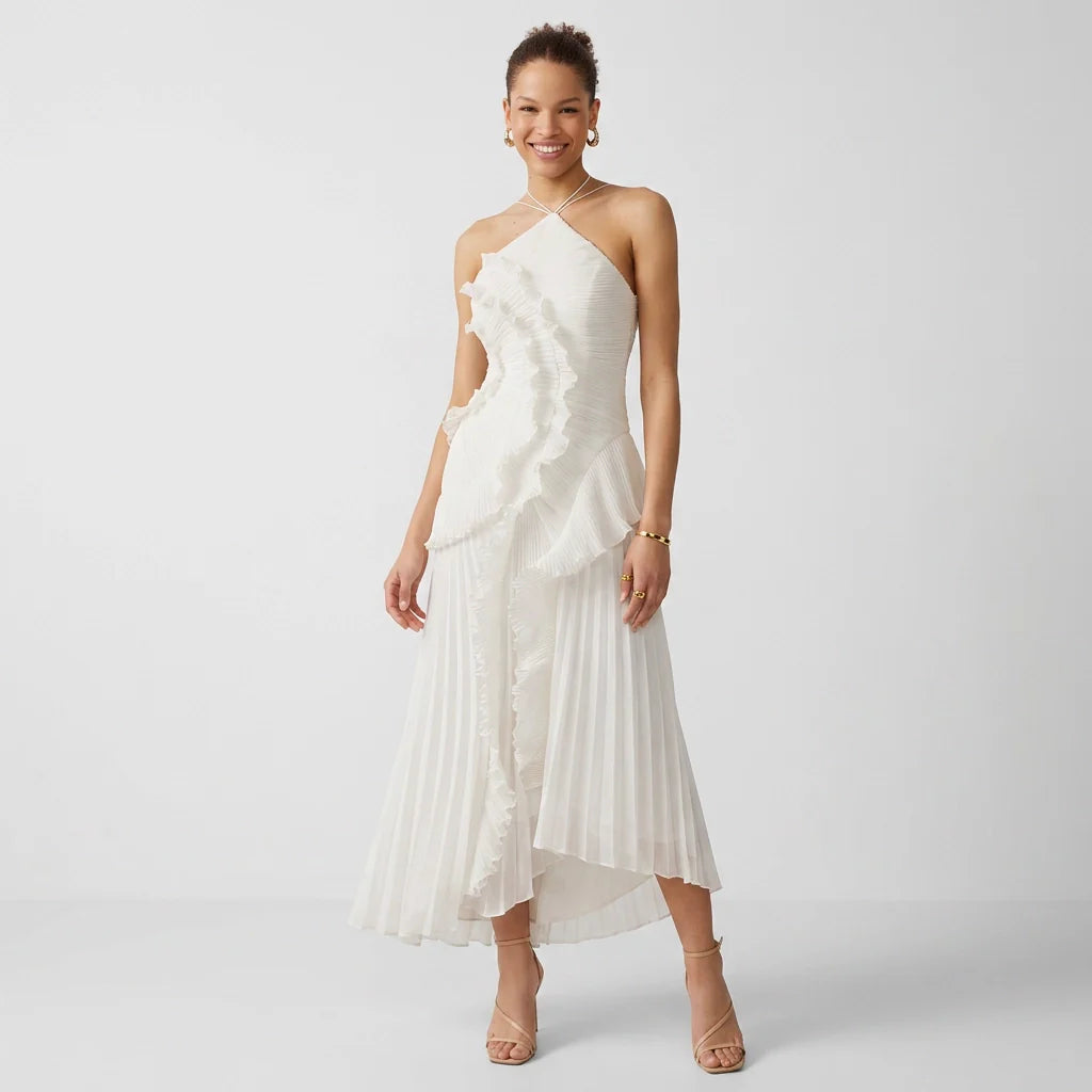 Ärmelloses Maxikleid in A-Linie mit Plissee