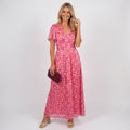 Maxikleid mit Blumenprint in taillierter Form mit Kurzarm