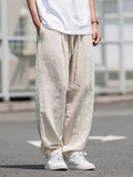 Herren Elastischer Bund Weite Leinen Hose