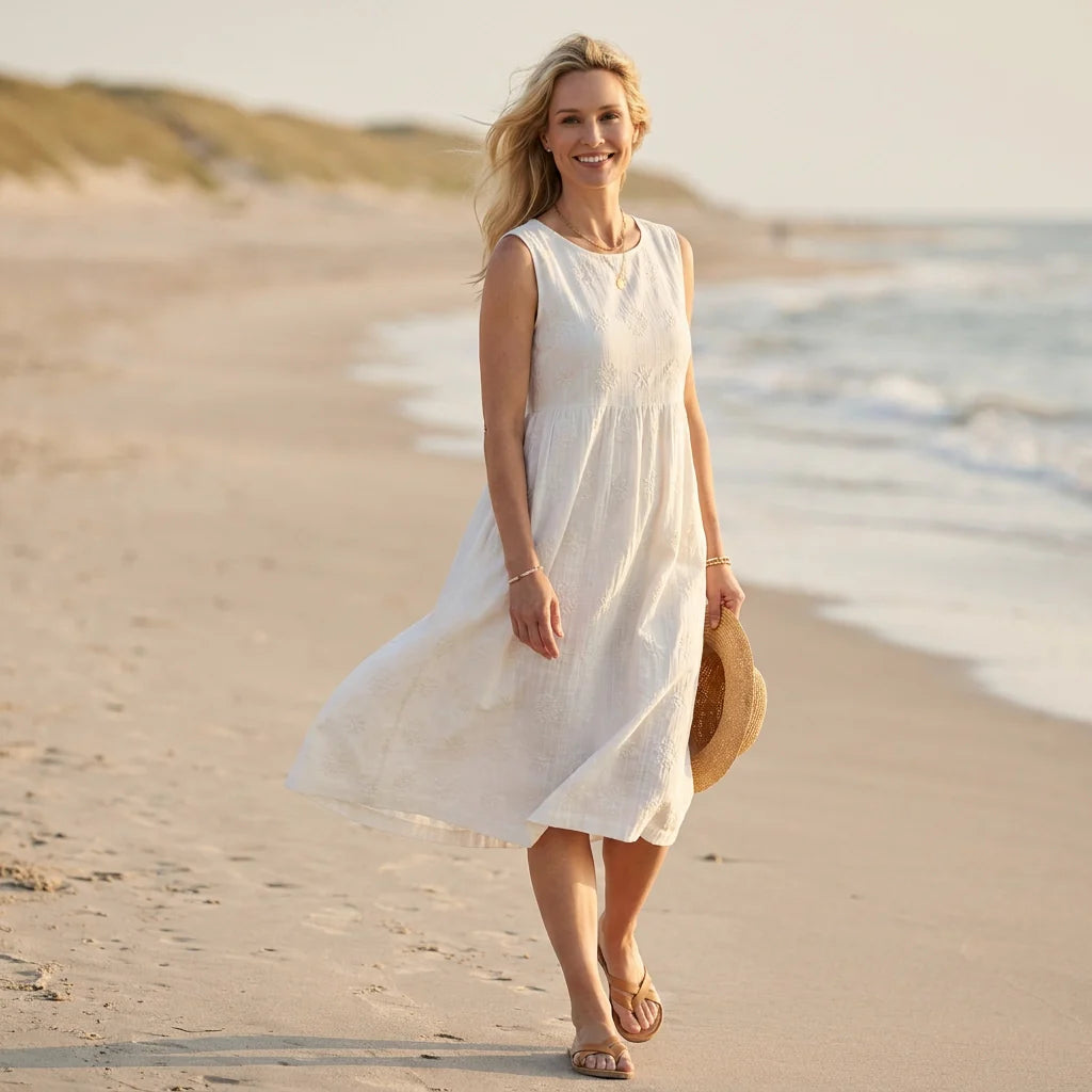 Midi Sommerkleid in weiter A-Linie ohne Ärmel
