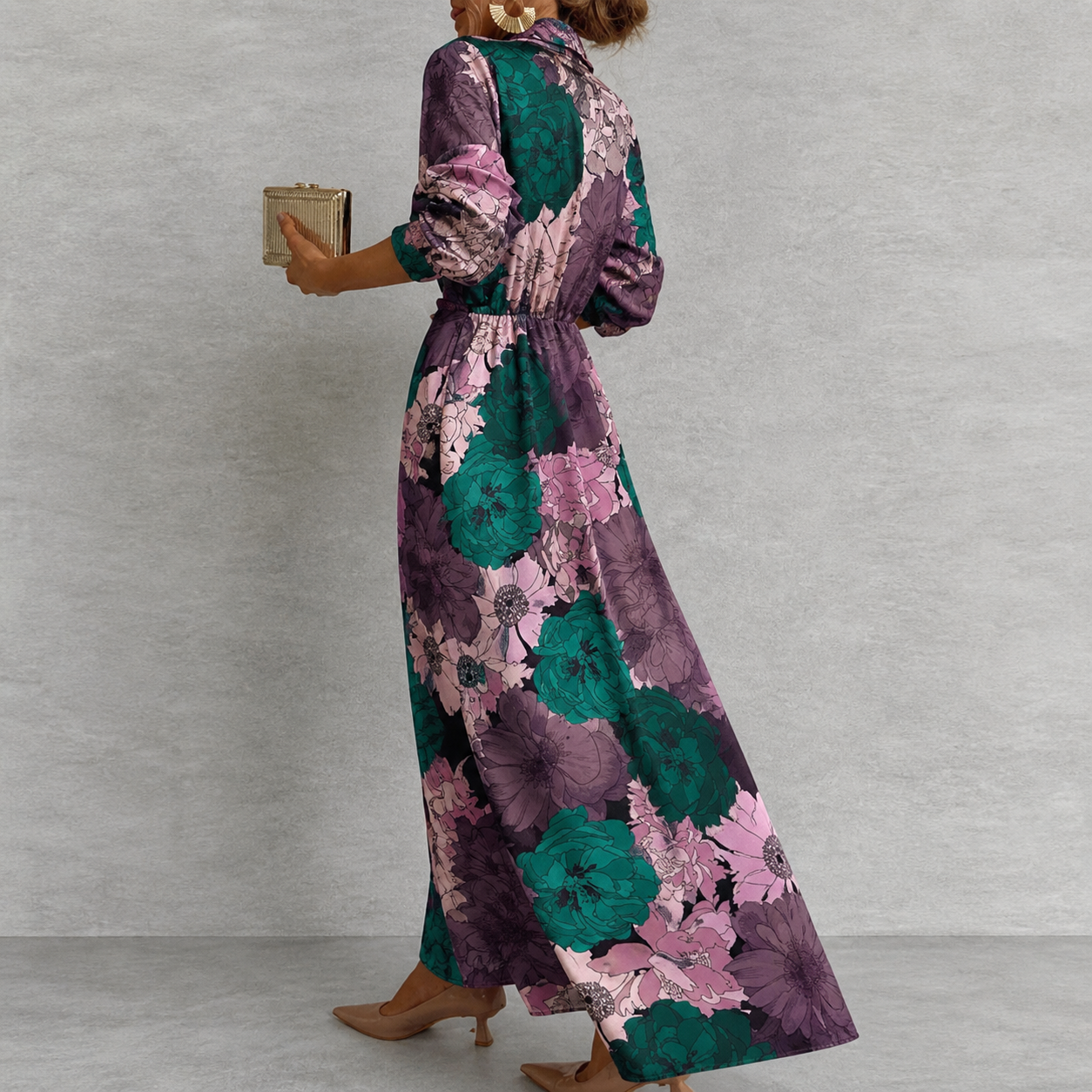 Mila | Damen Abendkleid Maxi Blumenmuster