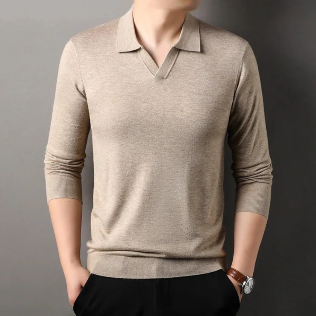 Milas | Herren Poloshirt Langarm V-Ausschnitt Freizeit – Polo V-Neck Langarm 2026