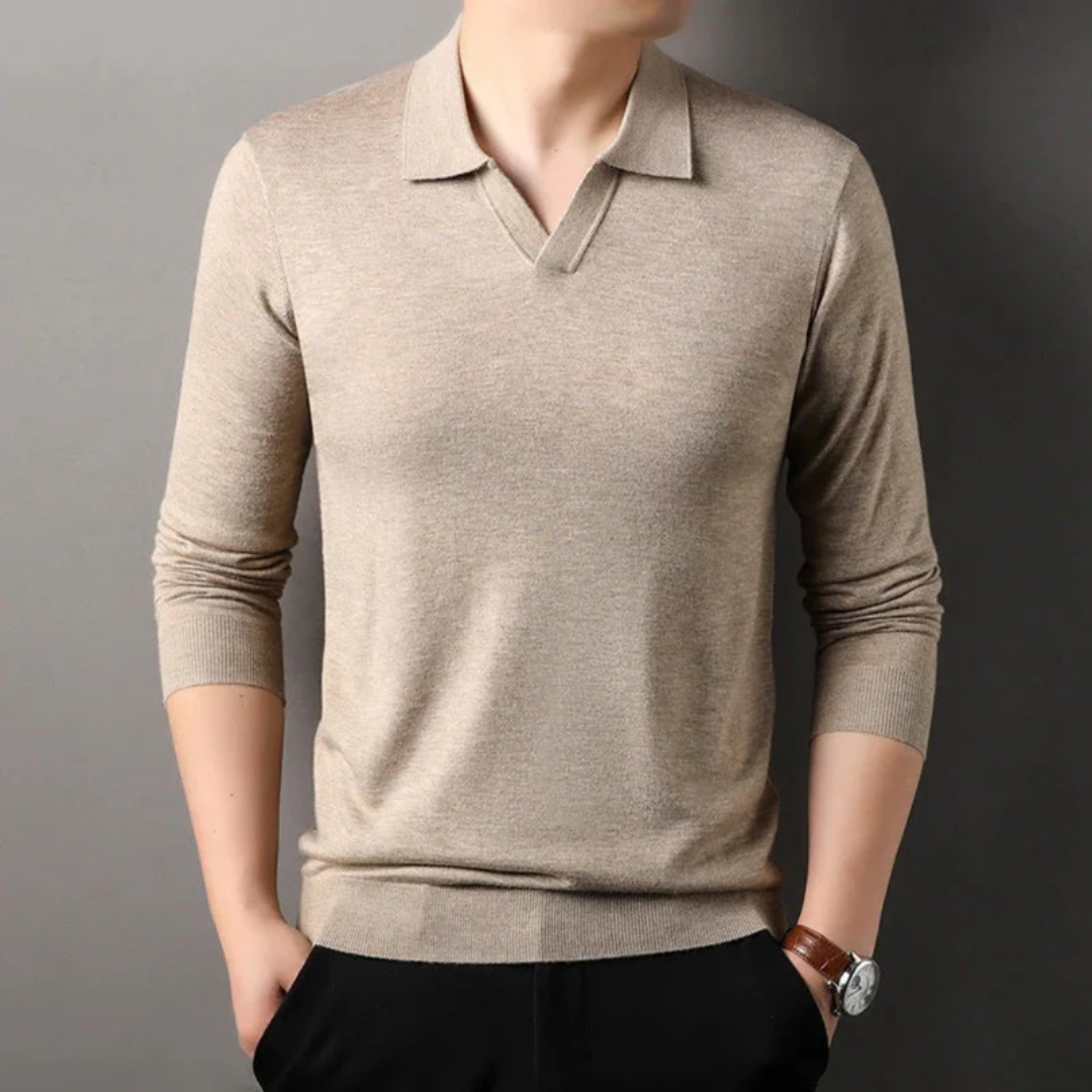 Milas | Herren Poloshirt Langarm V-Ausschnitt Freizeit – Polo V-Neck Langarm 2026