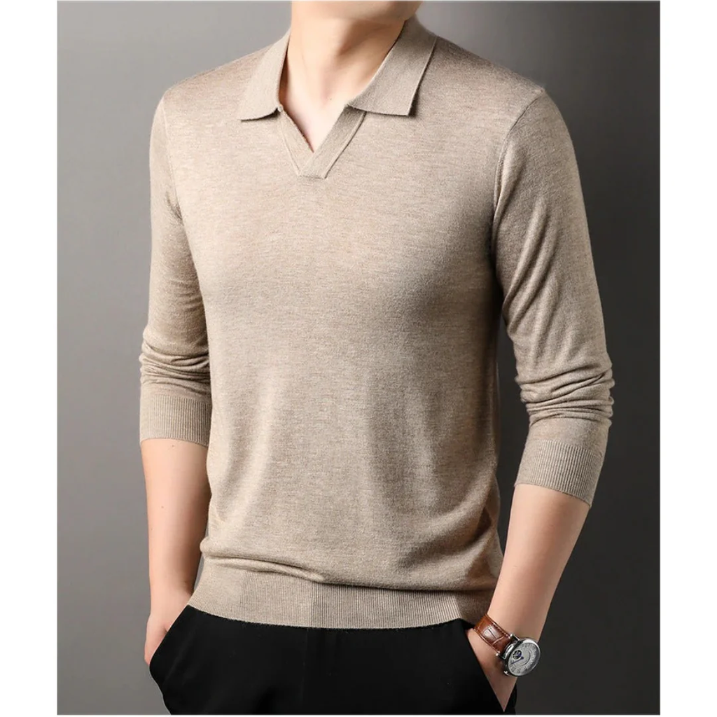 Milas | Herren Poloshirt Langarm V-Ausschnitt Freizeit – Polo V-Neck Langarm 2026