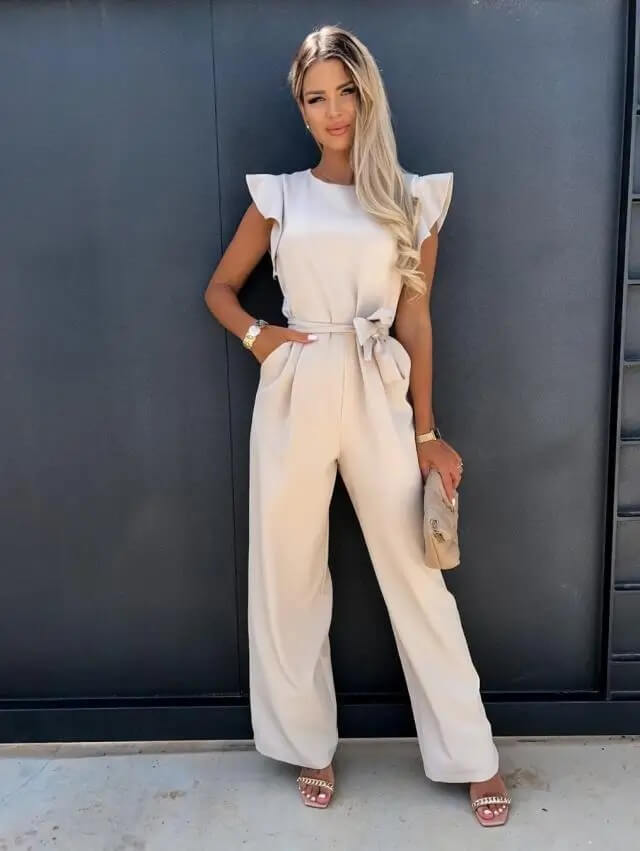 Milena | Damen Overall mit Gürtel und Flügelärmel