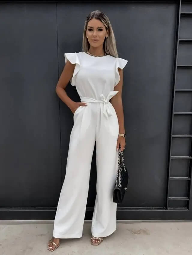 Milena | Damen Overall mit Gürtel und Flügelärmel
