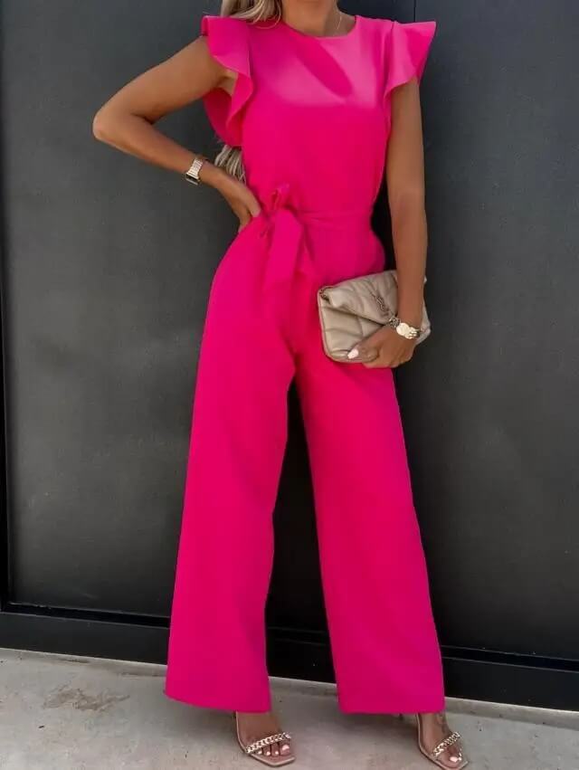 Milena | Damen Overall mit Gürtel und Flügelärmel