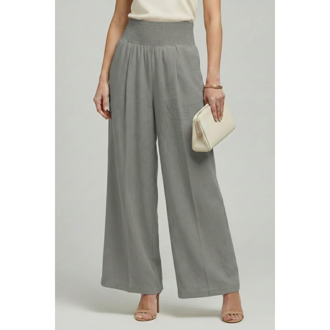 Emily | Damen Palazzo Hose Mit Hoher Taille Und Falten