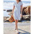 Mirjam | Damen blau Sommer Kurzarm Hemdkleid