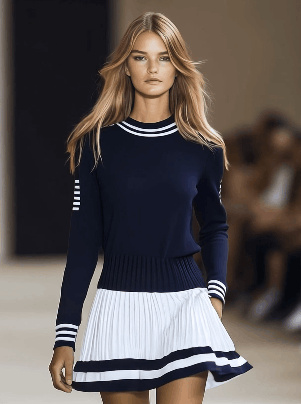 Nadia | Damen Sportliches Rundhals Langarm Minikleid