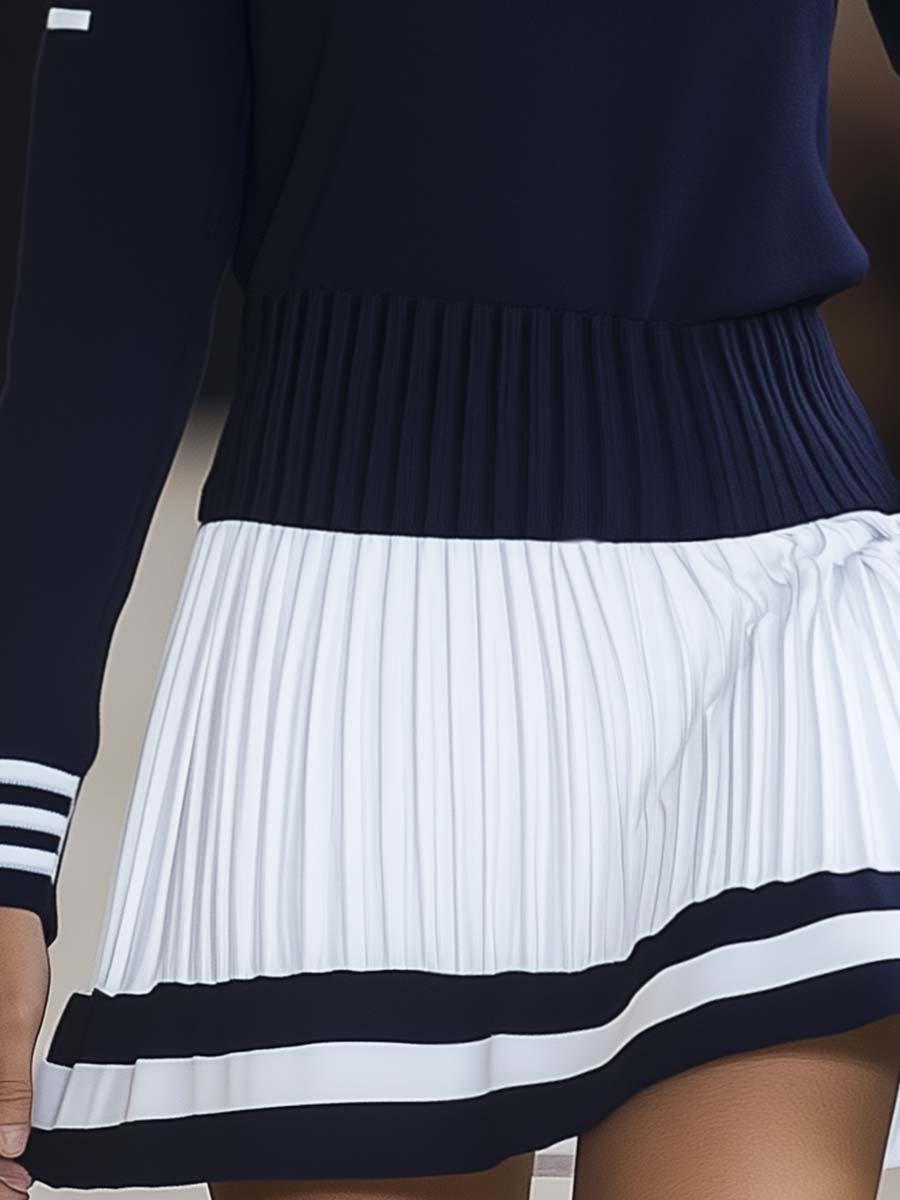 Nadia | Damen Sportliches Rundhals Langarm Minikleid