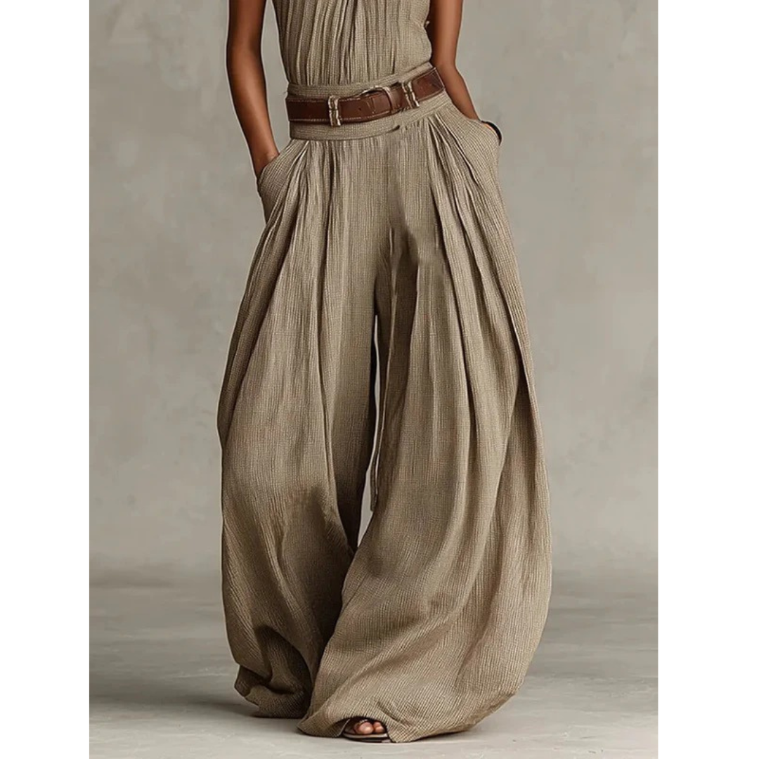 Nuri | Damen Taupe Neckholder Jumpsuit