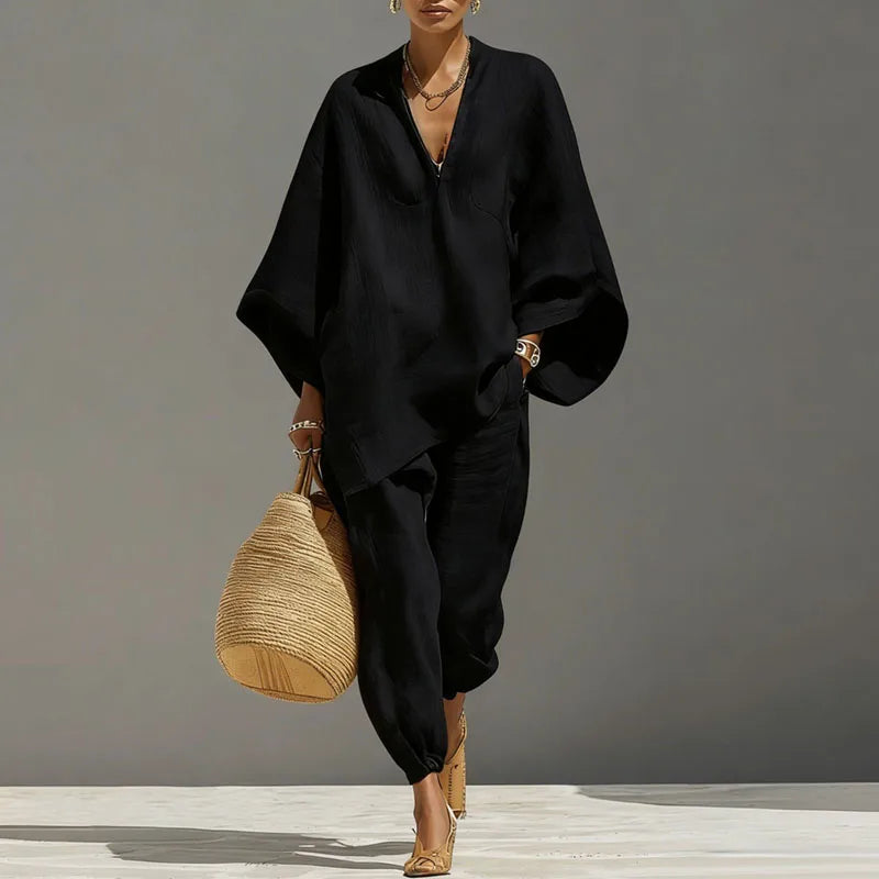 Octavia | Damen Oversize Tunika Zweiteiler Set