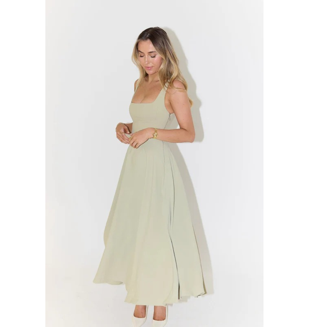 Oda | Damen Elegant A-Linien Midikleid