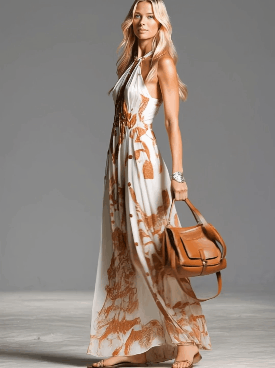 Ophelia | Damen Neckholder Paisley Maxikleid
