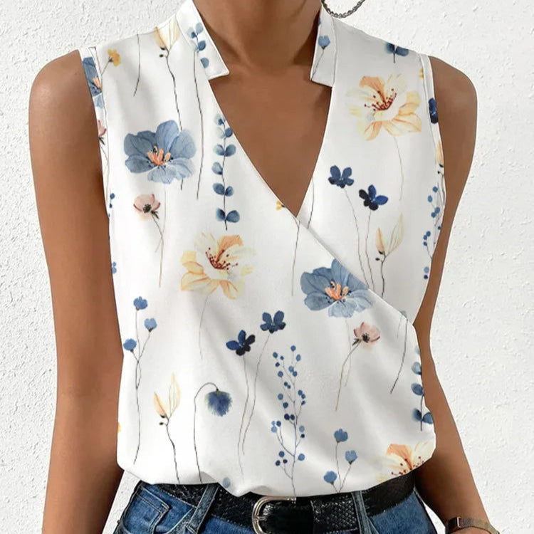 Paloma | Damen Ärmellose V-Ausschnitt Bluse Floral