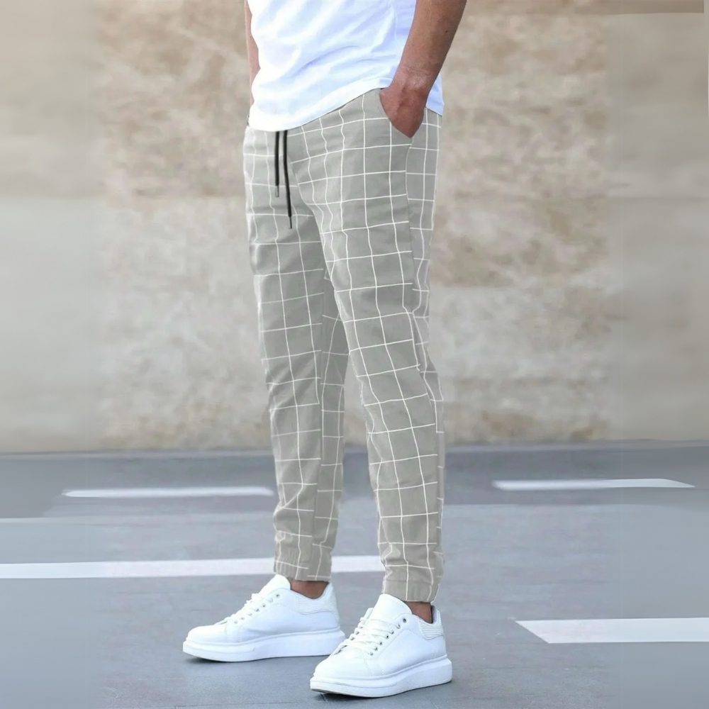 Karlo | Herren Karo-Jogger Slim Fit Freizeithose Sommer