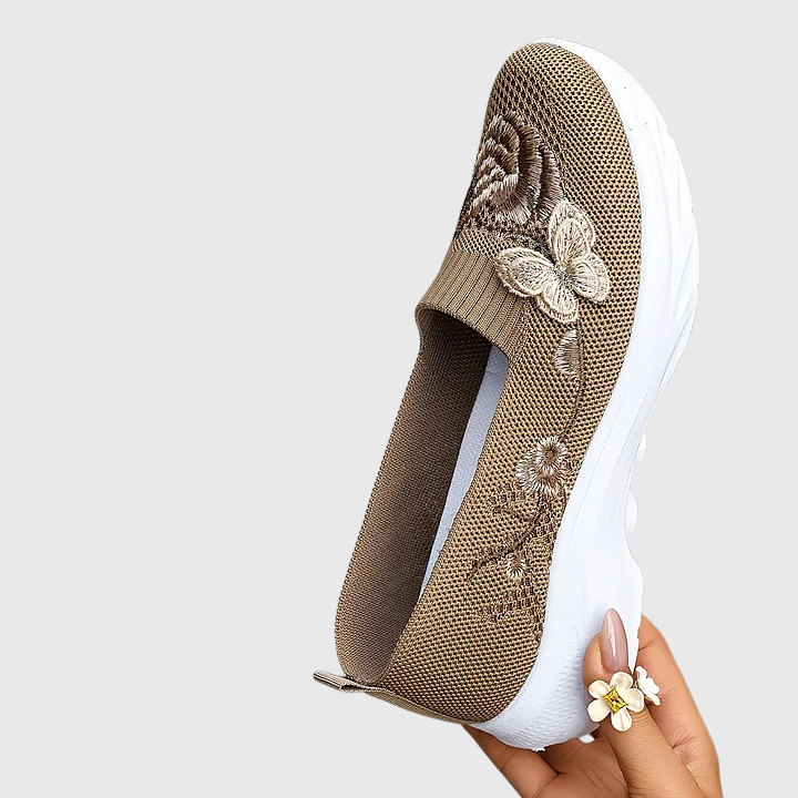 Philippa | Damen Bestickte Schmetterling Slip-On Loafer