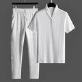 Herren Zweiteiler Leinen Sommer Set mit Kordelzug