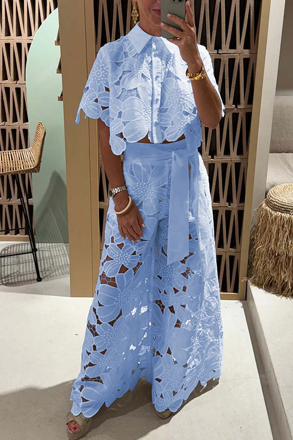 Romy | Damen Spitzen Maxikleid mit Rüschenärmeln