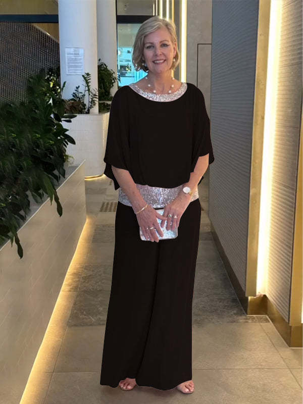 Romy | Damen Zweiteiler Abendmode Pailletten Set
