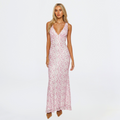 Damen Sommer V-Ausschnitt Hochzeitsgast Maxikleid