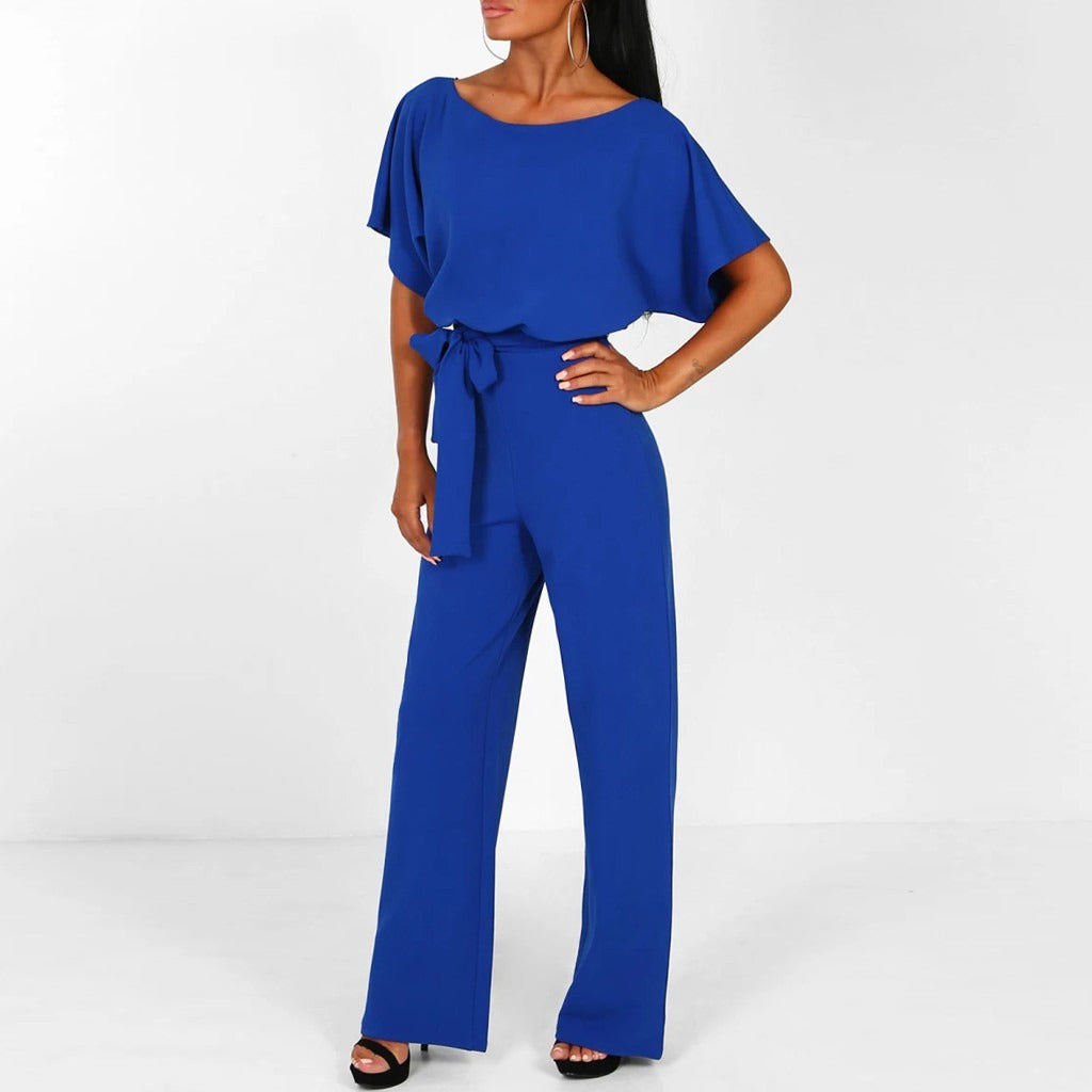 Rosalinde | Damen Jumpsuit Mit Weiten Beinen Und Gürtel