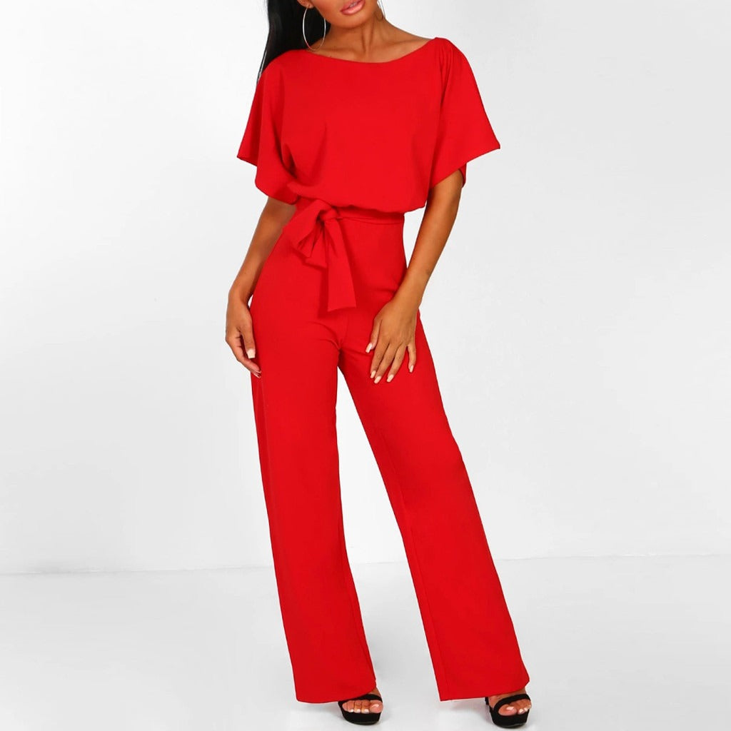 Rosalinde | Damen Jumpsuit Mit Weiten Beinen Und Gürtel