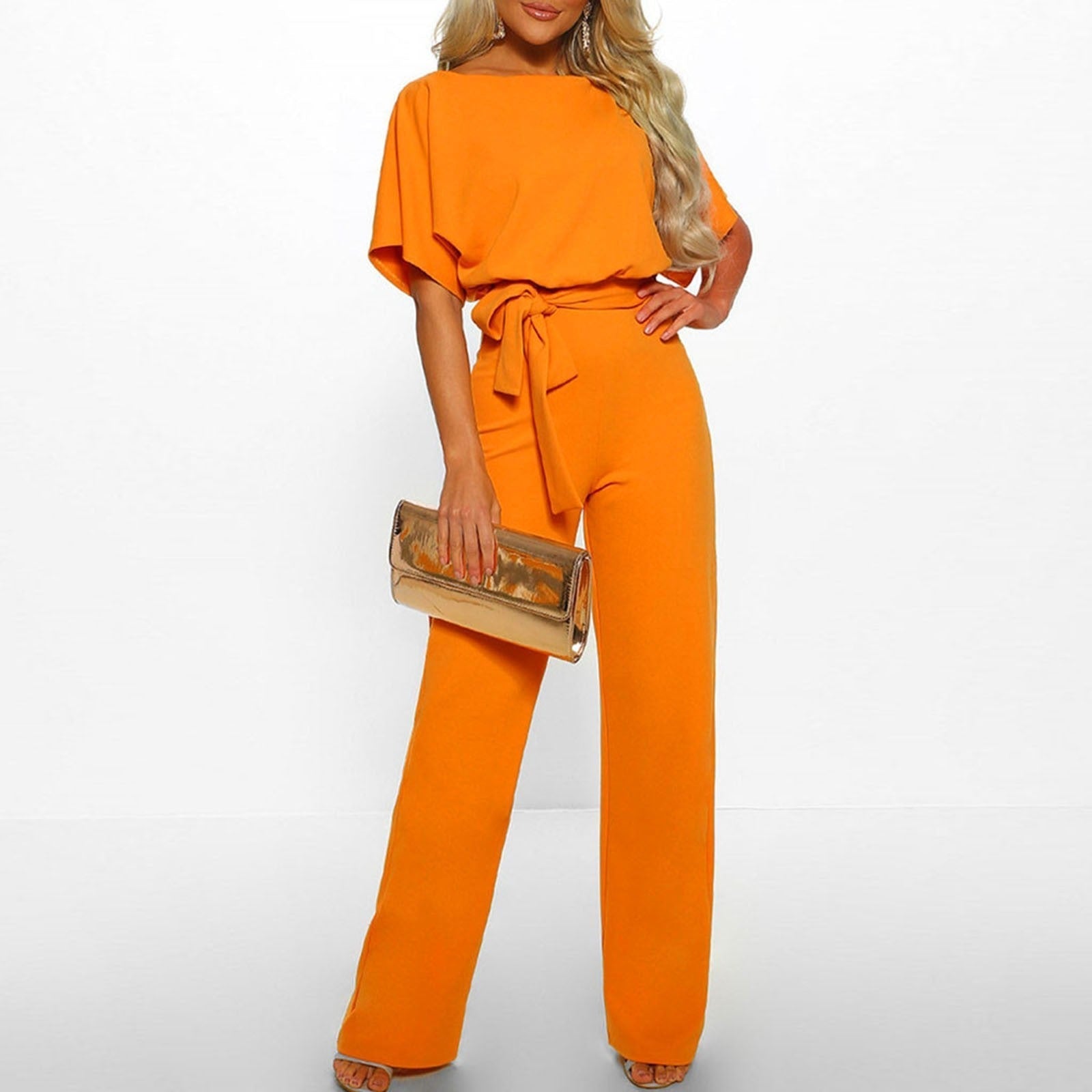 Rosalinde | Damen Jumpsuit Mit Weiten Beinen Und Gürtel