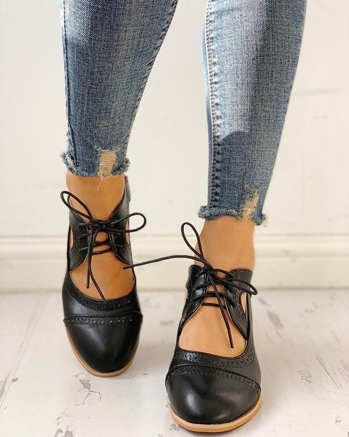 Rosalinde | Damen Schnür Halbschuhe mit Blockabsatz