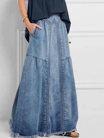 Damen Strukturierter Sommer Jeansrock