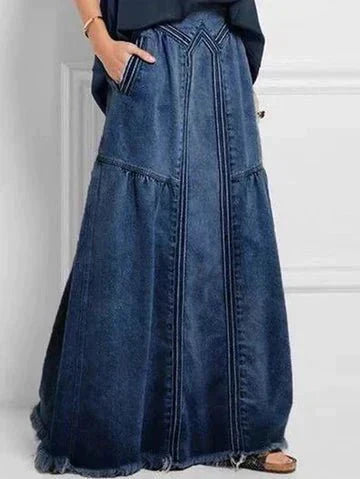 Damen Strukturierter Sommer Jeansrock