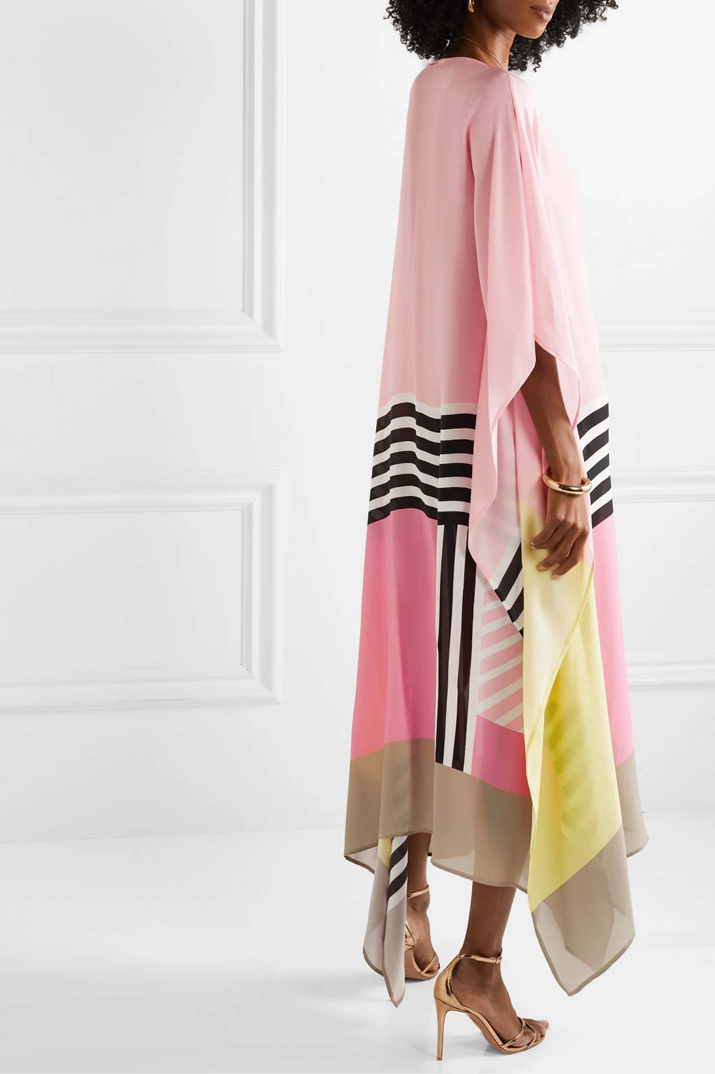 Vivienne | Damen Kaftan Kleid Fledermausärmel Colorblock Maxi